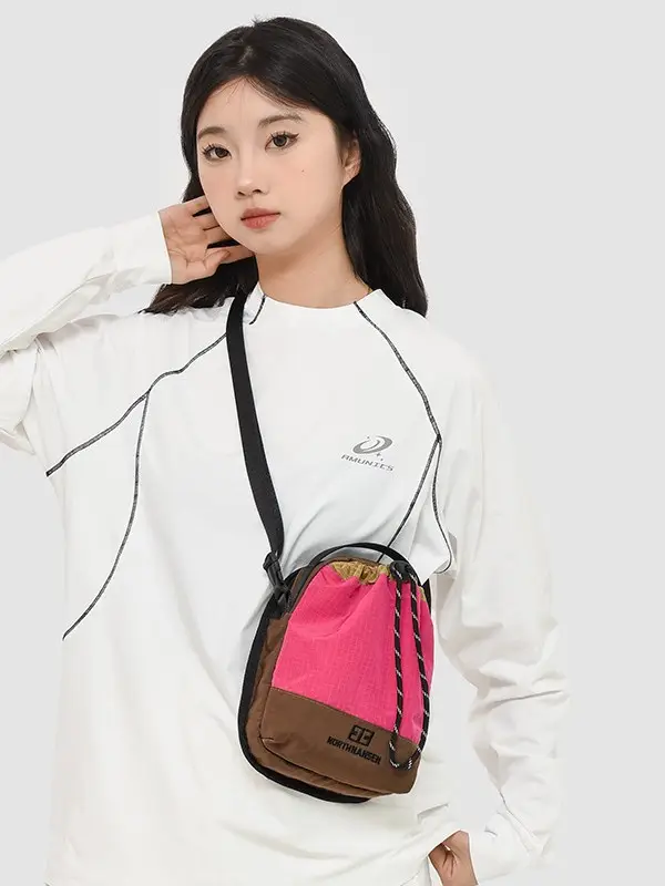 Crossbody Mobile Phone Bag Green Yellow Drawstring - Image 7