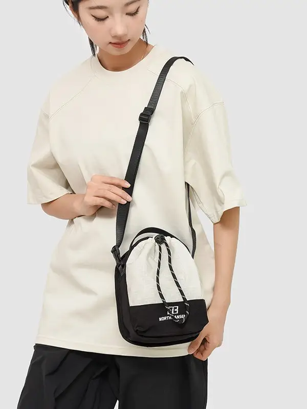 Crossbody Mobile Phone Bag Green Yellow Drawstring - Image 8
