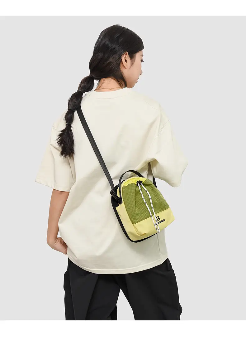 Crossbody Mobile Phone Bag Green Yellow Drawstring — feature 16