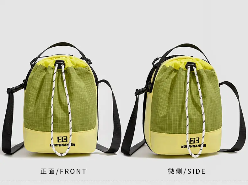 Crossbody Mobile Phone Bag Green Yellow Drawstring — feature 26