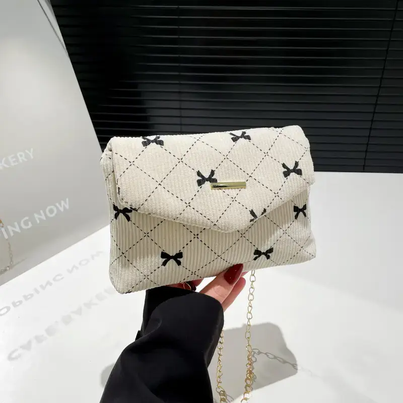 2025 New Bow Print Corduroy Shoulder Bag - Image 7