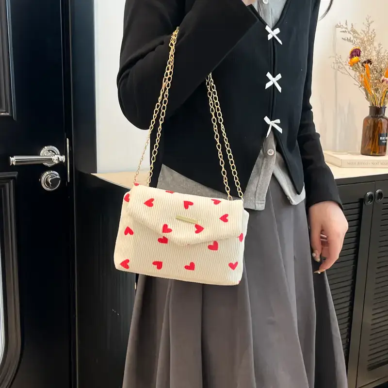 2025 New Bow Print Corduroy Shoulder Bag - Image 9