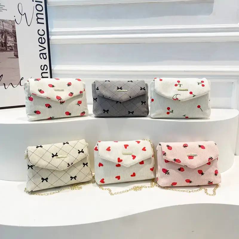 2025 New Bow Print Corduroy Shoulder Bag - Image 10