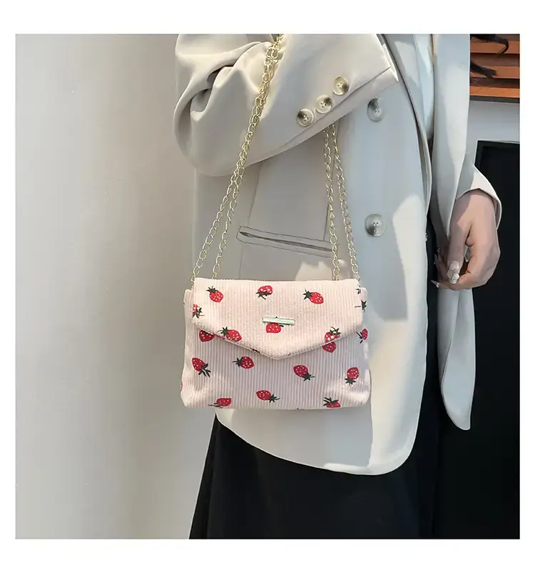 2025 New Bow Print Corduroy Shoulder Bag — feature 12
