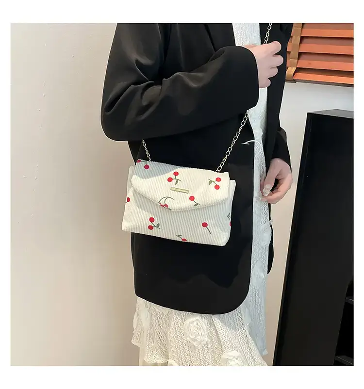 2025 New Bow Print Corduroy Shoulder Bag — feature 15