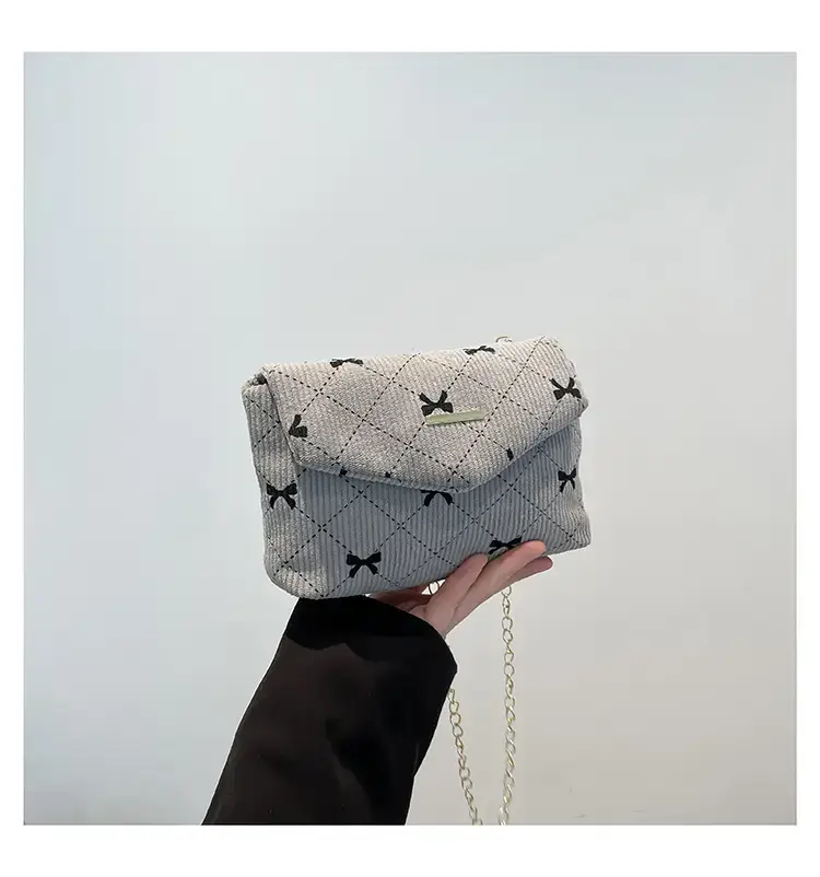 2025 New Bow Print Corduroy Shoulder Bag — feature 27