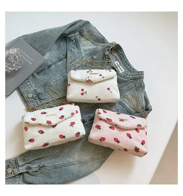 2025 New Bow Print Corduroy Shoulder Bag — feature 28