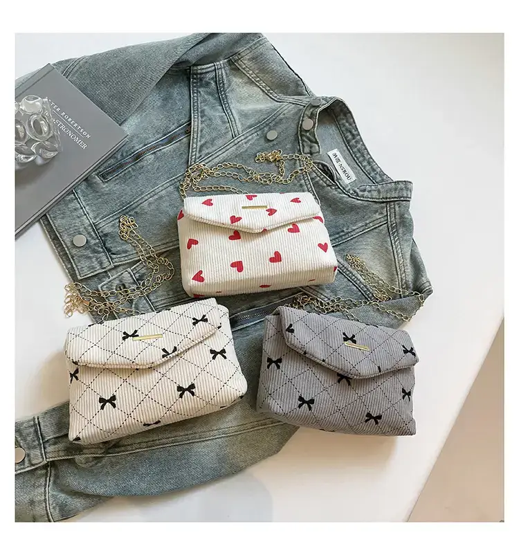 2025 New Bow Print Corduroy Shoulder Bag — feature 29