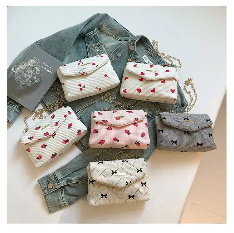 2025 New Bow Print Corduroy Shoulder Bag — feature 30