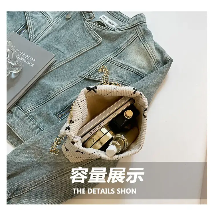 2025 New Bow Print Corduroy Shoulder Bag — feature 5