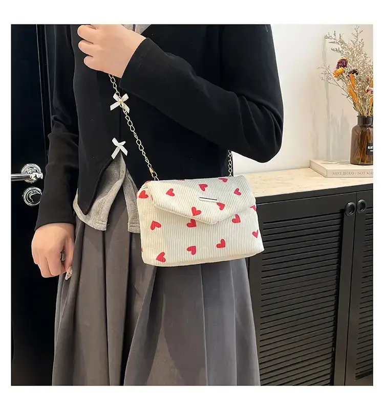 2025 New Bow Print Corduroy Shoulder Bag — feature 9