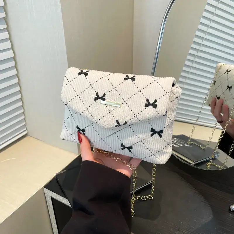 2025 New Bow Print Corduroy Shoulder Bag - Image 6