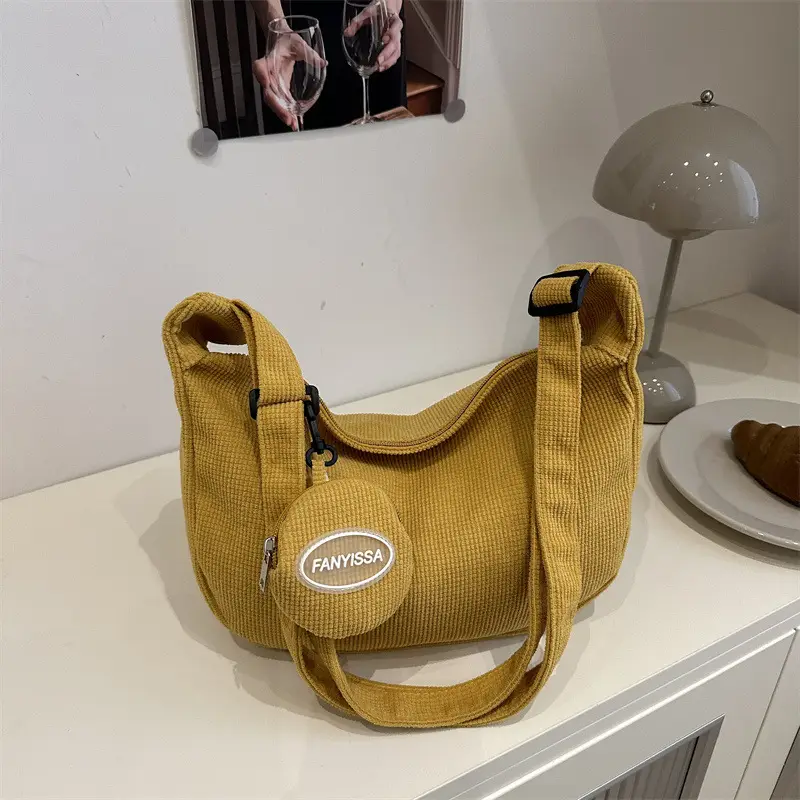 Corduroy Shoulder Crossbody Bag White 2026 - Image 5