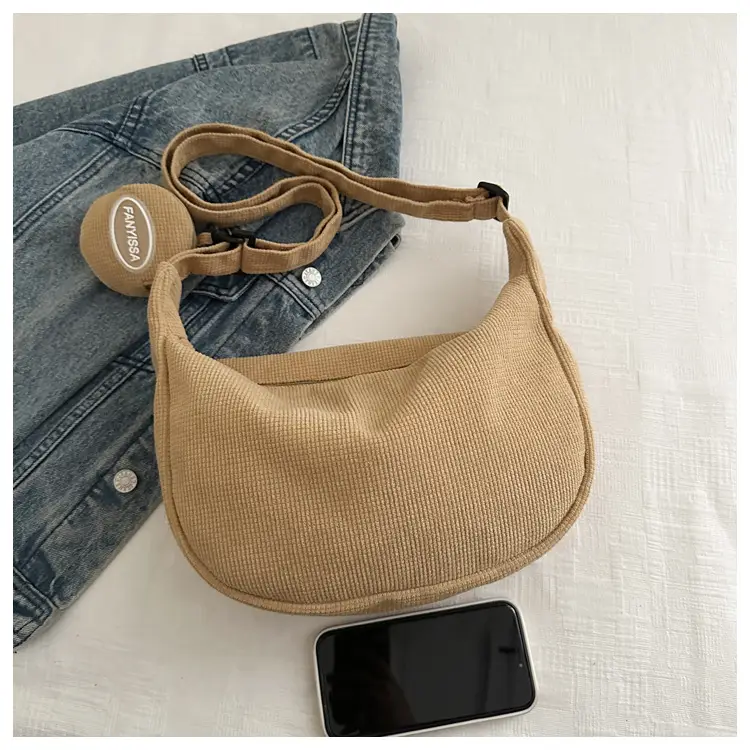 Corduroy Shoulder Crossbody Bag White 2026 — feature 18