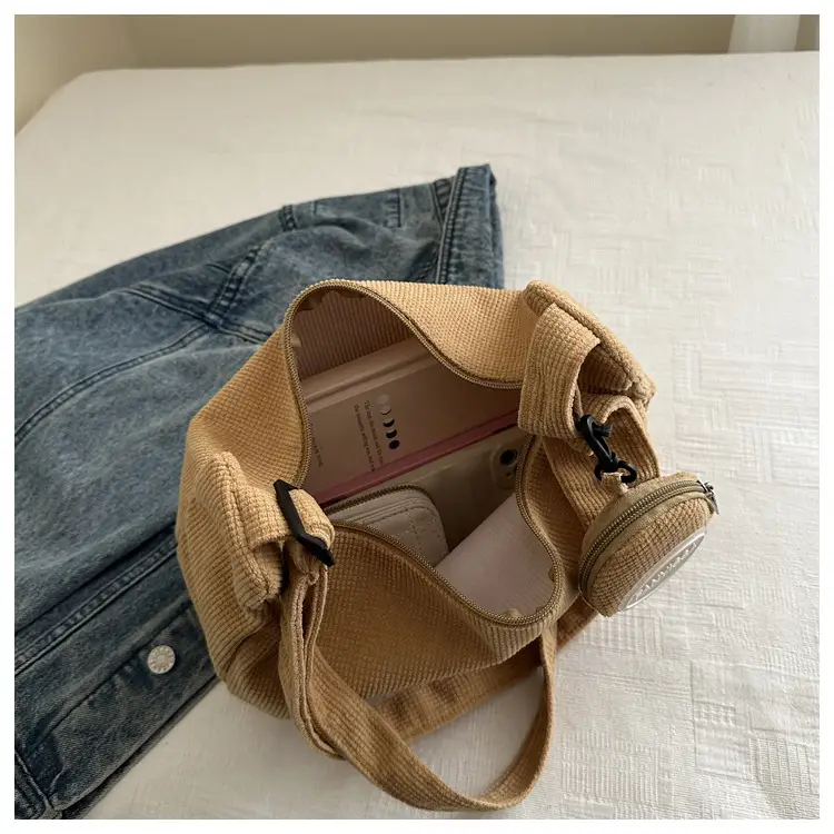 Corduroy Shoulder Crossbody Bag White 2026 — feature 9