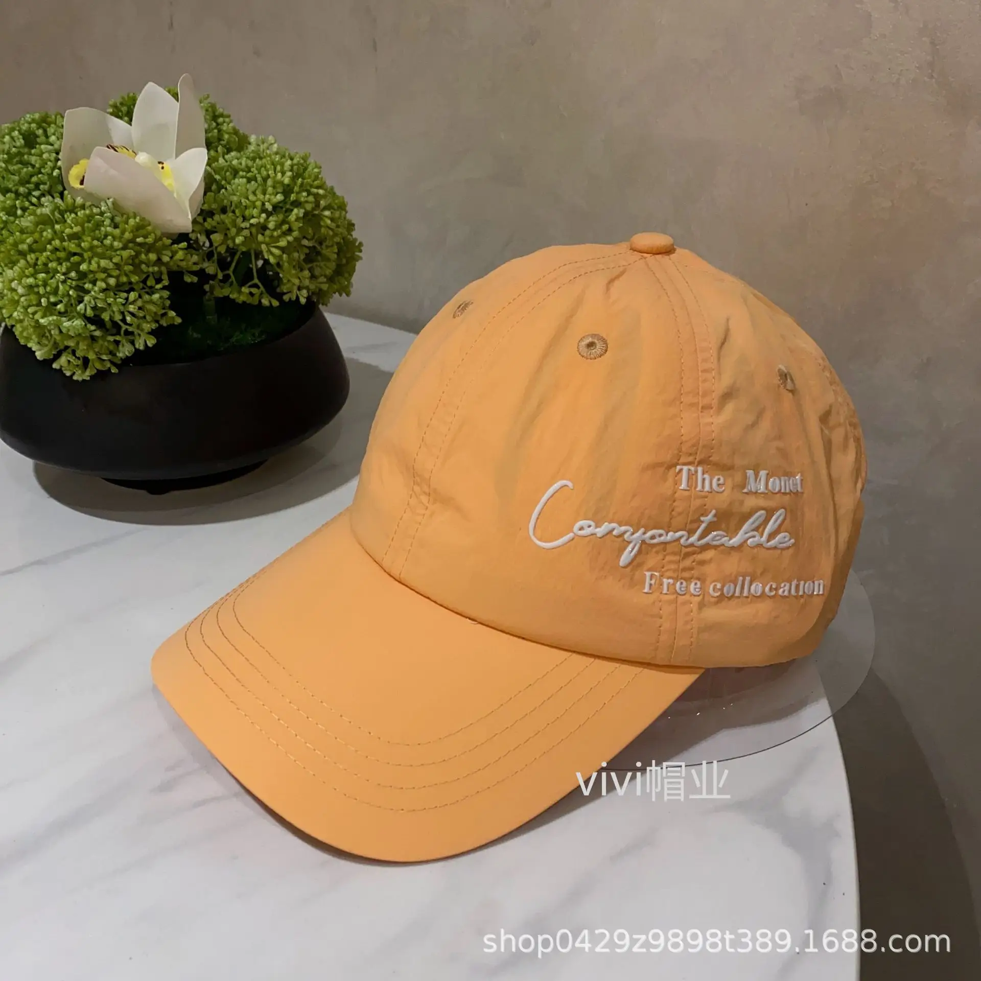 Men's Orange Casual Cap with Lettering - Image 8