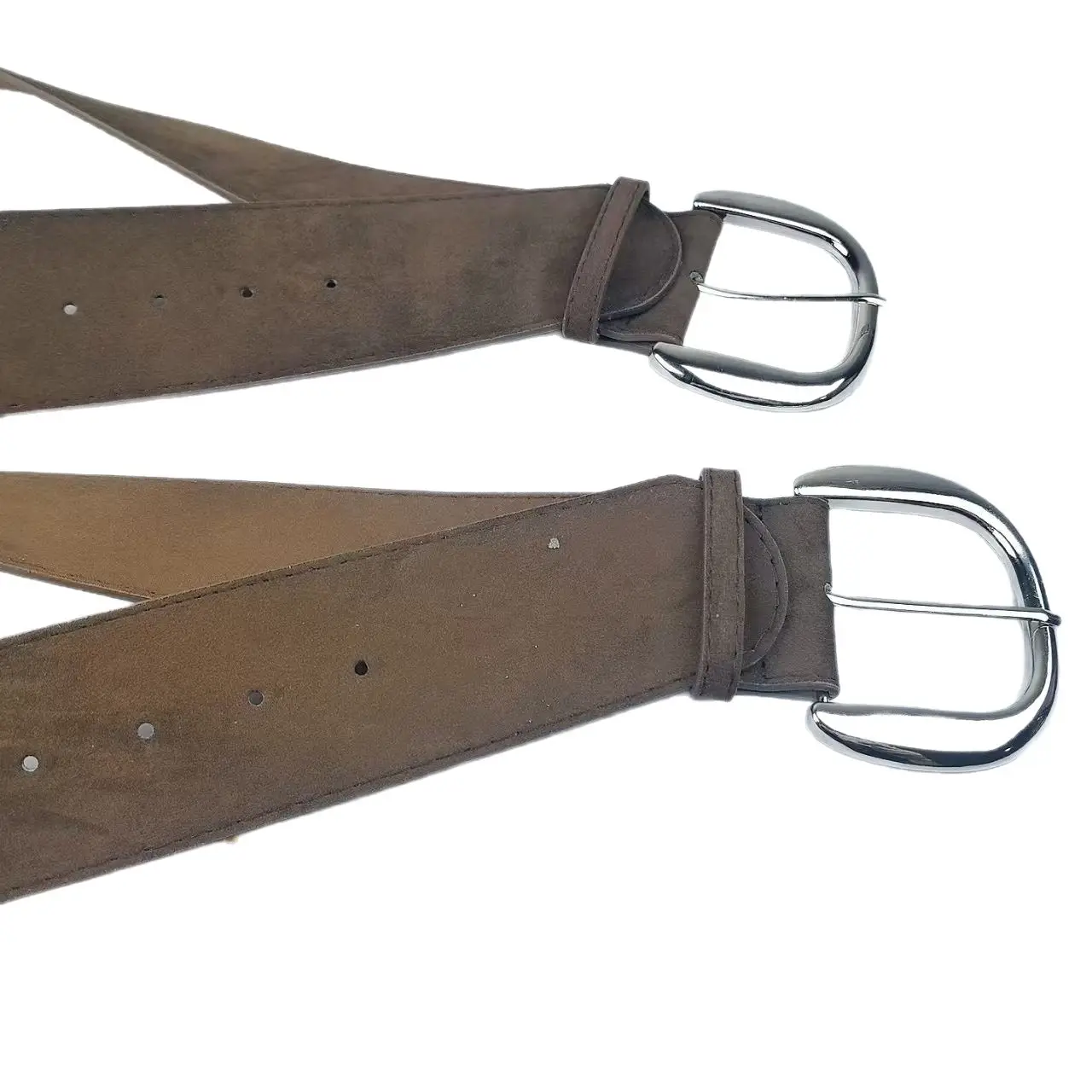 Women's Black Suede Belt with Silver Buckle 6cm - Image 7