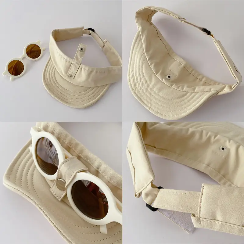 Baby Sunscreen Hat with Sunglasses Brown Adjustable Cap - Image 10