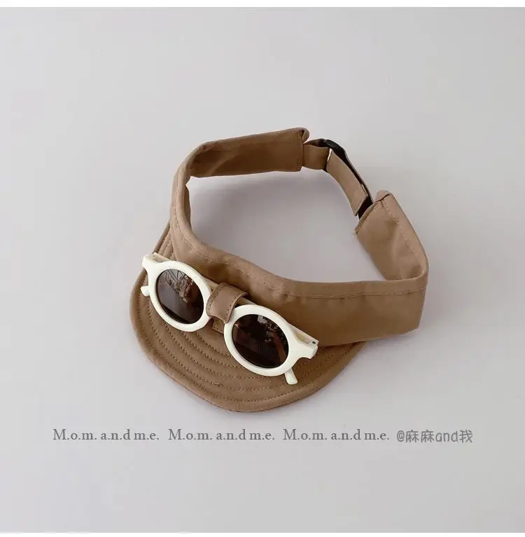 Baby Sunscreen Hat with Sunglasses Brown Adjustable Cap — feature 8