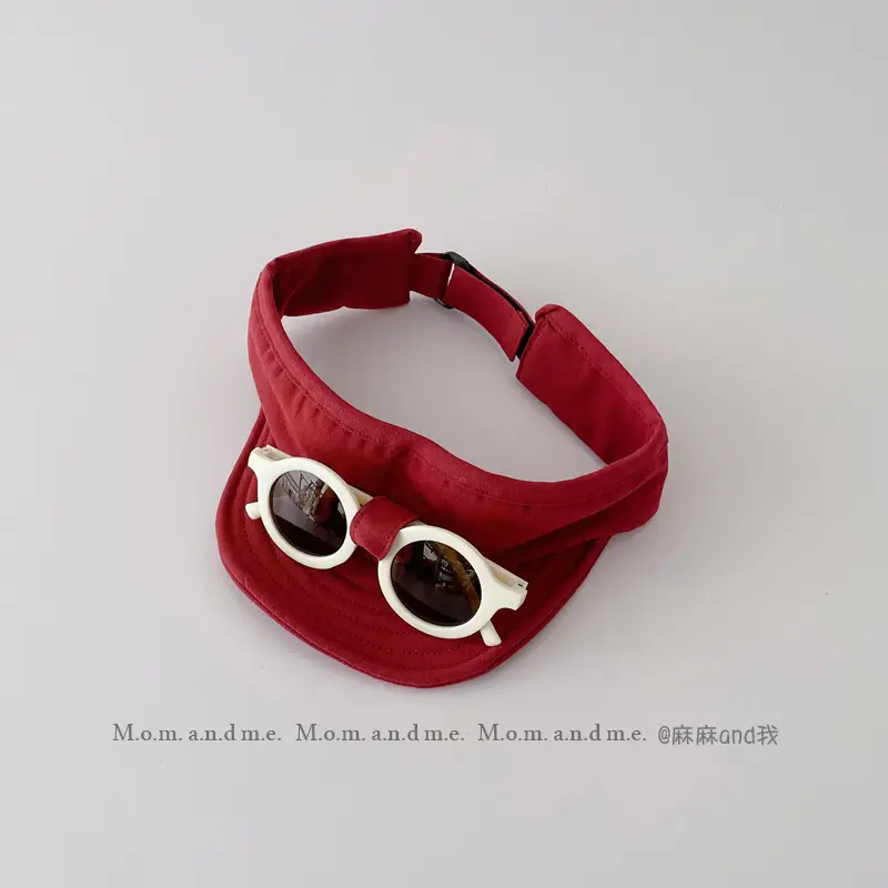 Baby Sunscreen Hat with Sunglasses Brown Adjustable Cap - Image 4