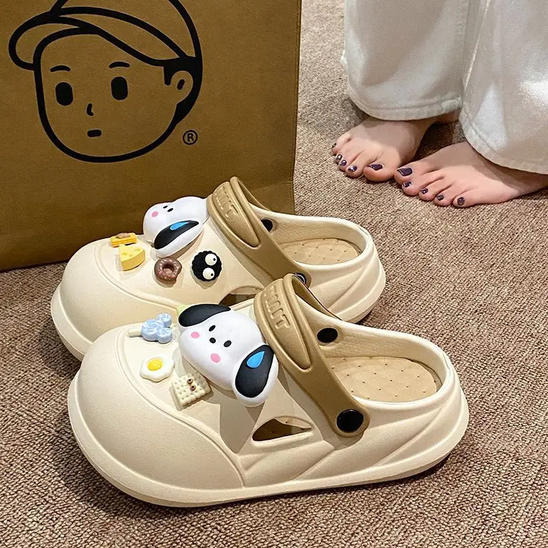 Cartoon Clogs for Women to Wear Outside, Versatile Thick-Soled Non-Slip Cold Sweat Removable Eva Cute Baotou Slippers for Dogs - Image 31