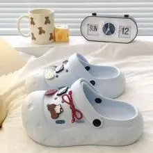 Cartoon Clogs for Women to Wear Outside, Versatile Thick-Soled Non-Slip Cold Sweat Removable Eva Cute Baotou Slippers for Dogs — feature 9
