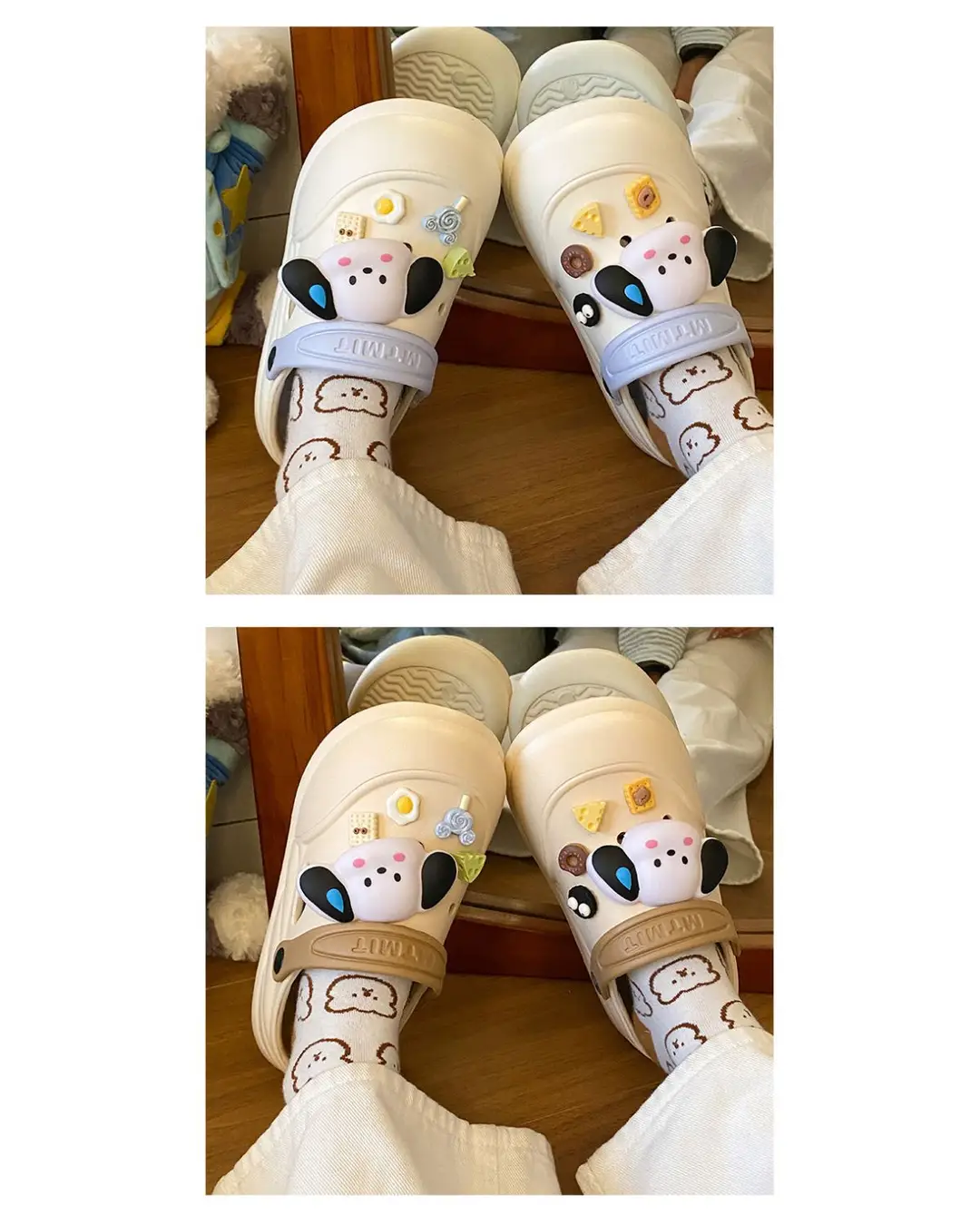 Cartoon Clogs for Women to Wear Outside, Versatile Thick-Soled Non-Slip Cold Sweat Removable Eva Cute Baotou Slippers for Dogs — feature 26