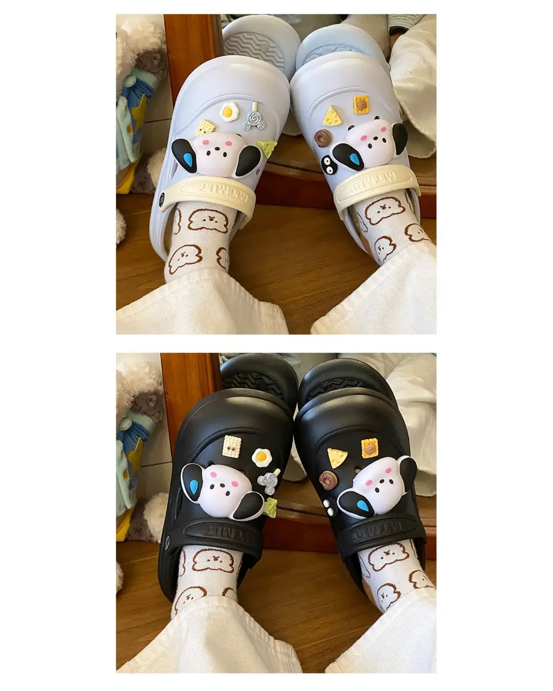 Cartoon Clogs for Women to Wear Outside, Versatile Thick-Soled Non-Slip Cold Sweat Removable Eva Cute Baotou Slippers for Dogs — feature 27
