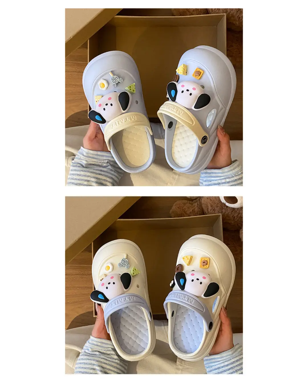 Cartoon Clogs for Women to Wear Outside, Versatile Thick-Soled Non-Slip Cold Sweat Removable Eva Cute Baotou Slippers for Dogs — feature 29