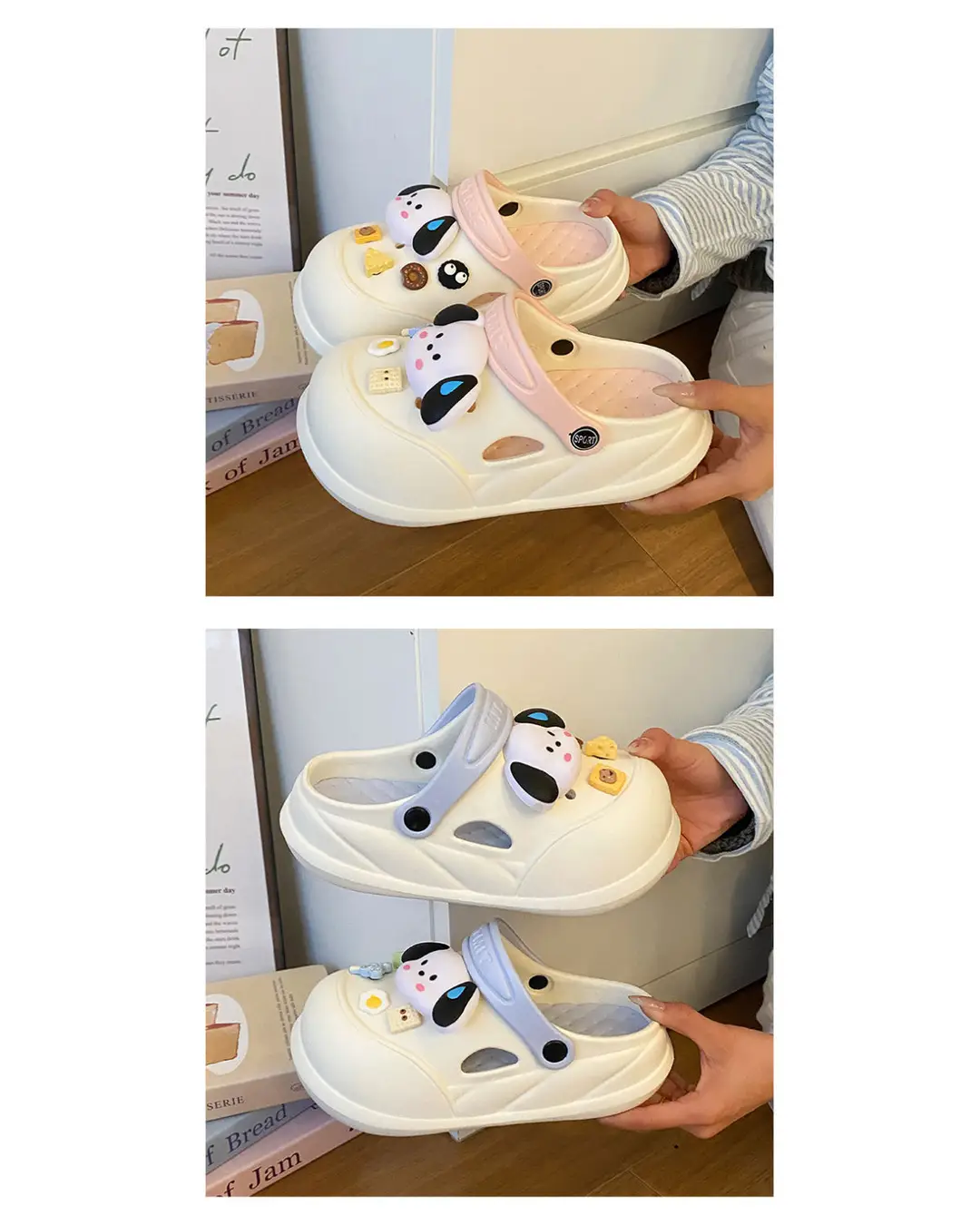 Cartoon Clogs for Women to Wear Outside, Versatile Thick-Soled Non-Slip Cold Sweat Removable Eva Cute Baotou Slippers for Dogs — feature 31