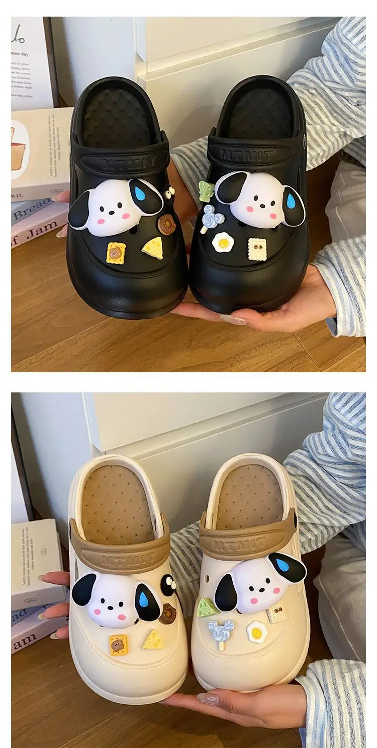Cartoon Clogs for Women to Wear Outside, Versatile Thick-Soled Non-Slip Cold Sweat Removable Eva Cute Baotou Slippers for Dogs — feature 32