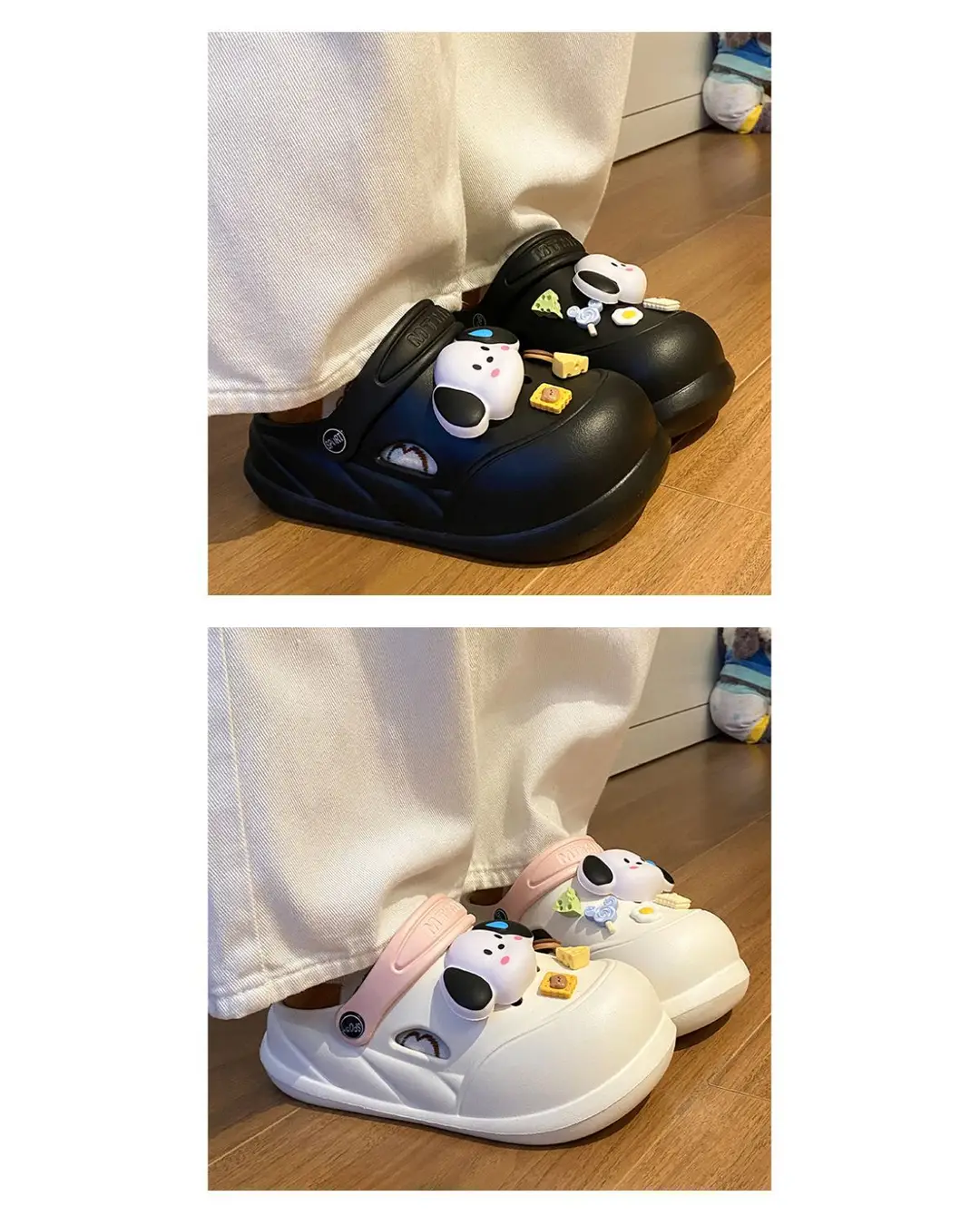 Cartoon Clogs for Women to Wear Outside, Versatile Thick-Soled Non-Slip Cold Sweat Removable Eva Cute Baotou Slippers for Dogs — feature 34