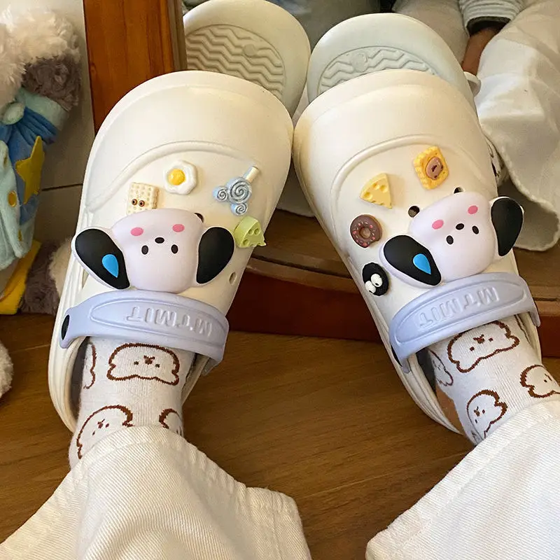 Cartoon Clogs for Women to Wear Outside, Versatile Thick-Soled Non-Slip Cold Sweat Removable Eva Cute Baotou Slippers for Dogs — feature 41
