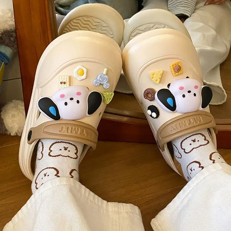 Cartoon Clogs for Women to Wear Outside, Versatile Thick-Soled Non-Slip Cold Sweat Removable Eva Cute Baotou Slippers for Dogs — feature 42