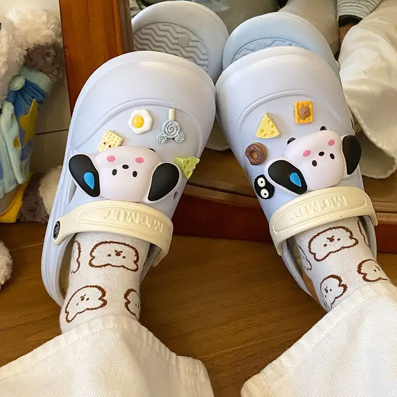 Cartoon Clogs for Women to Wear Outside, Versatile Thick-Soled Non-Slip Cold Sweat Removable Eva Cute Baotou Slippers for Dogs — feature 43