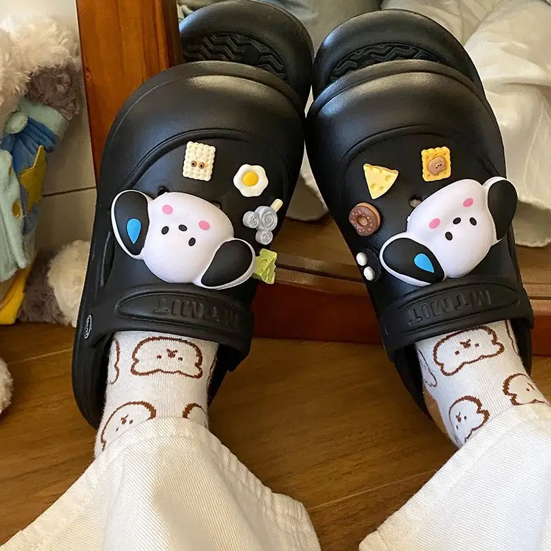 Cartoon Clogs for Women to Wear Outside, Versatile Thick-Soled Non-Slip Cold Sweat Removable Eva Cute Baotou Slippers for Dogs — feature 44