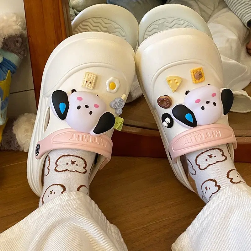 Cartoon Clogs for Women to Wear Outside, Versatile Thick-Soled Non-Slip Cold Sweat Removable Eva Cute Baotou Slippers for Dogs — feature 45
