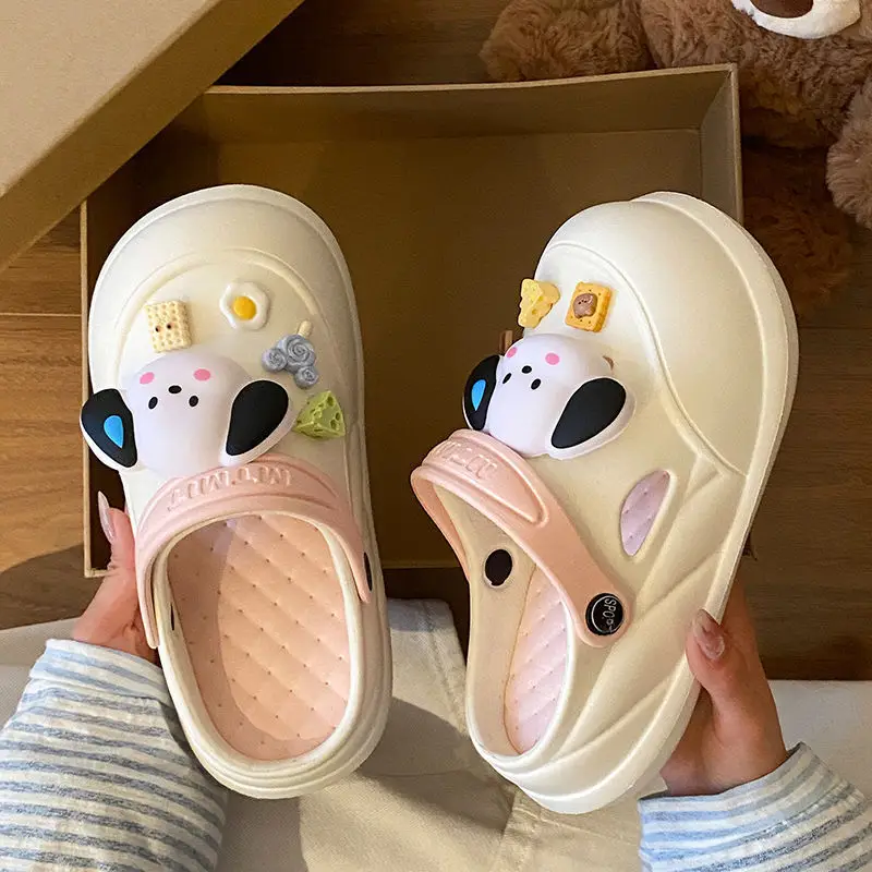 Cartoon Clogs for Women to Wear Outside, Versatile Thick-Soled Non-Slip Cold Sweat Removable Eva Cute Baotou Slippers for Dogs — feature 46