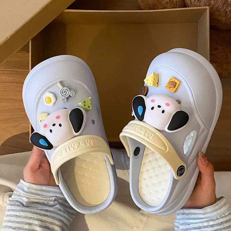 Cartoon Clogs for Women to Wear Outside, Versatile Thick-Soled Non-Slip Cold Sweat Removable Eva Cute Baotou Slippers for Dogs — feature 47