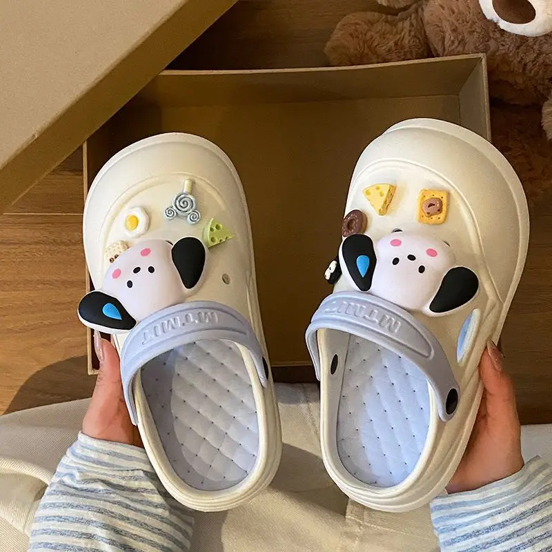 Cartoon Clogs for Women to Wear Outside, Versatile Thick-Soled Non-Slip Cold Sweat Removable Eva Cute Baotou Slippers for Dogs — feature 48