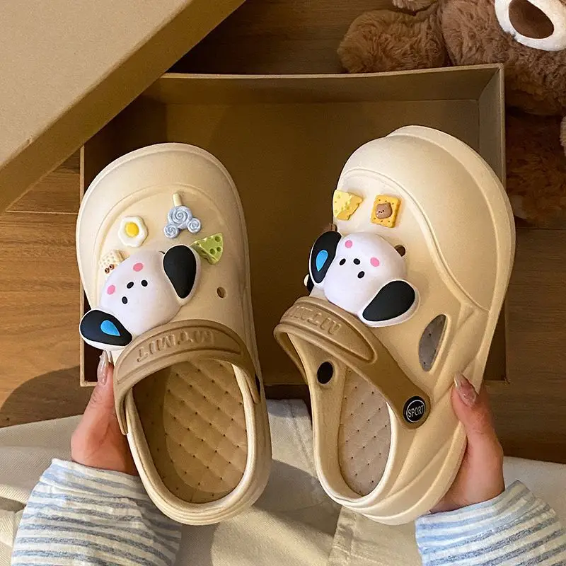 Cartoon Clogs for Women to Wear Outside, Versatile Thick-Soled Non-Slip Cold Sweat Removable Eva Cute Baotou Slippers for Dogs — feature 49