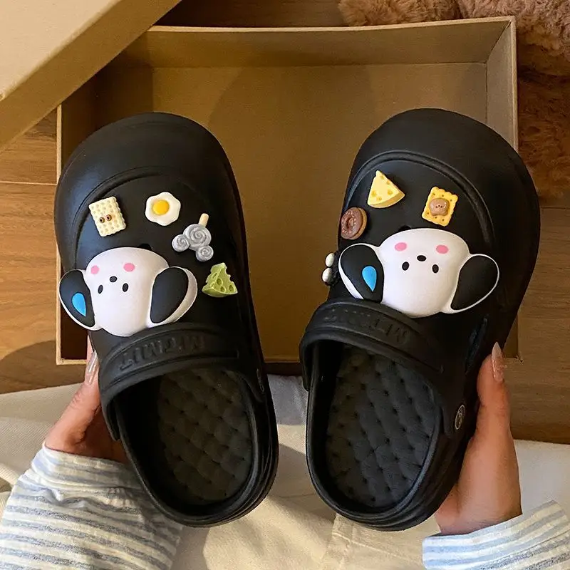 Cartoon Clogs for Women to Wear Outside, Versatile Thick-Soled Non-Slip Cold Sweat Removable Eva Cute Baotou Slippers for Dogs — feature 50