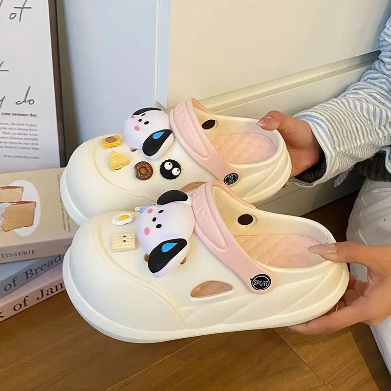Cartoon Clogs for Women to Wear Outside, Versatile Thick-Soled Non-Slip Cold Sweat Removable Eva Cute Baotou Slippers for Dogs — feature 51