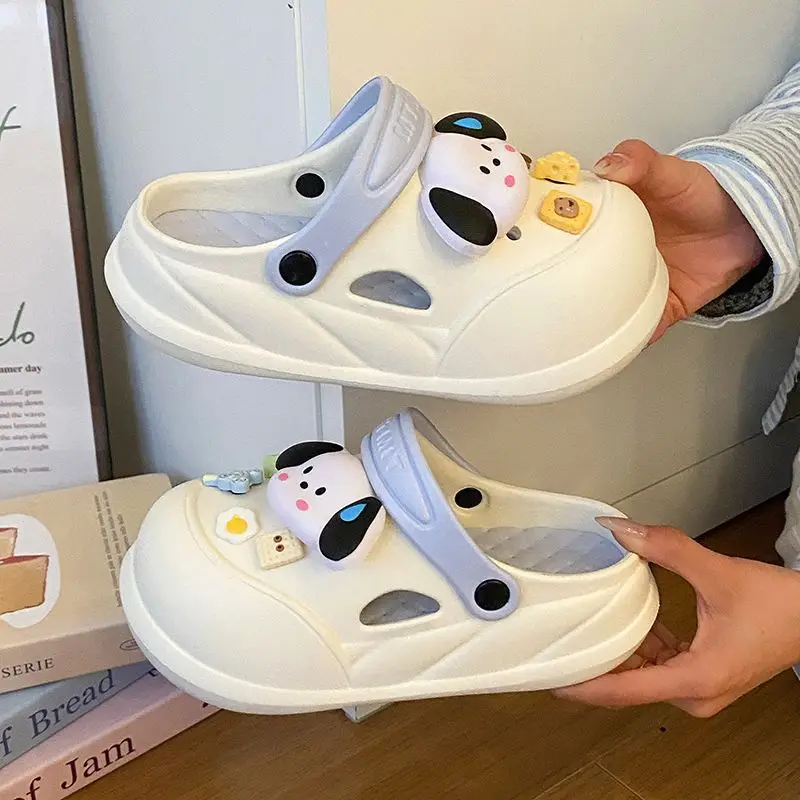 Cartoon Clogs for Women to Wear Outside, Versatile Thick-Soled Non-Slip Cold Sweat Removable Eva Cute Baotou Slippers for Dogs — feature 52