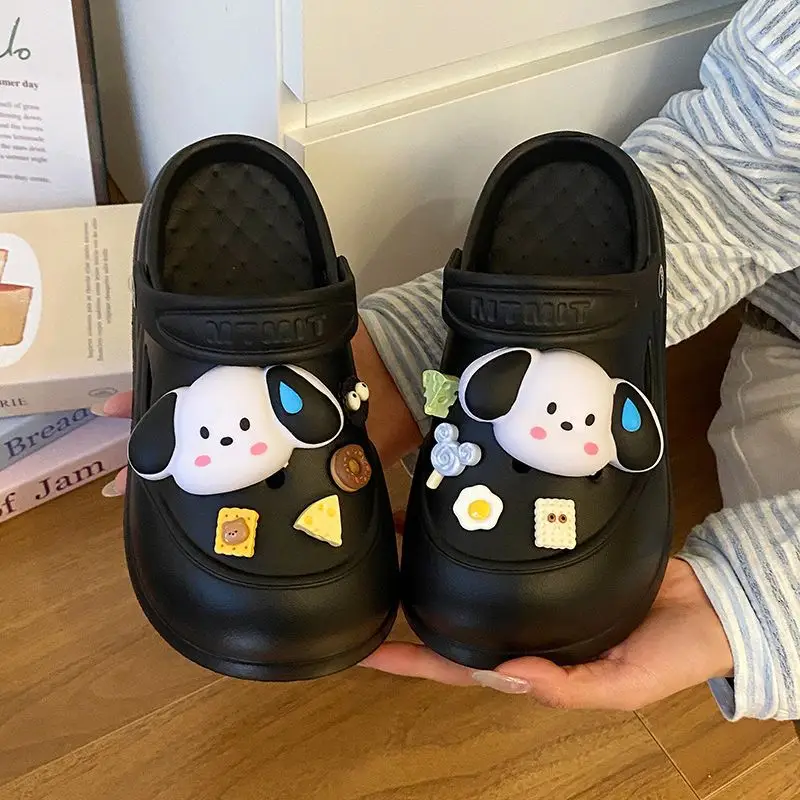 Cartoon Clogs for Women to Wear Outside, Versatile Thick-Soled Non-Slip Cold Sweat Removable Eva Cute Baotou Slippers for Dogs — feature 53