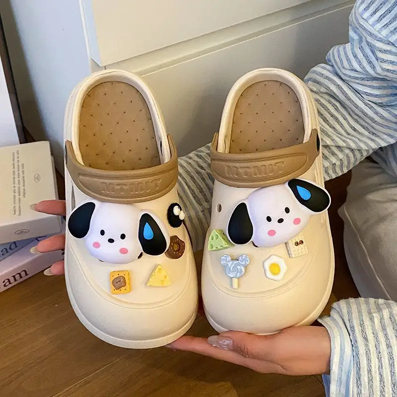 Cartoon Clogs for Women to Wear Outside, Versatile Thick-Soled Non-Slip Cold Sweat Removable Eva Cute Baotou Slippers for Dogs — feature 54