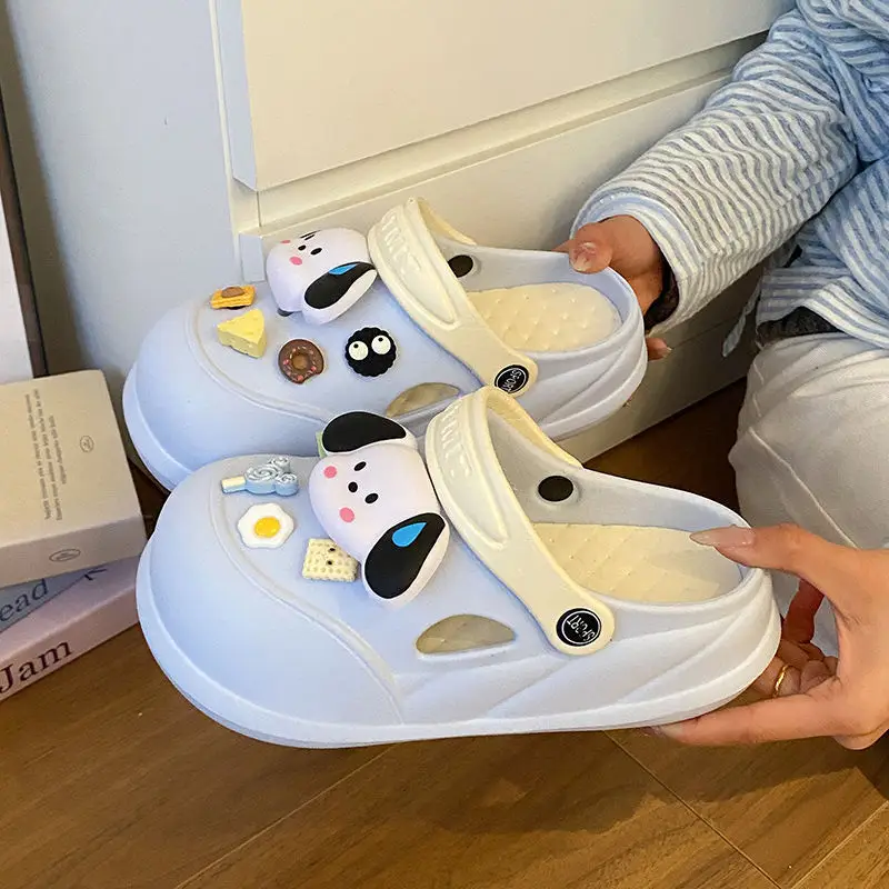 Cartoon Clogs for Women to Wear Outside, Versatile Thick-Soled Non-Slip Cold Sweat Removable Eva Cute Baotou Slippers for Dogs — feature 55