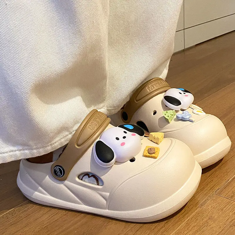 Cartoon Clogs for Women to Wear Outside, Versatile Thick-Soled Non-Slip Cold Sweat Removable Eva Cute Baotou Slippers for Dogs — feature 56