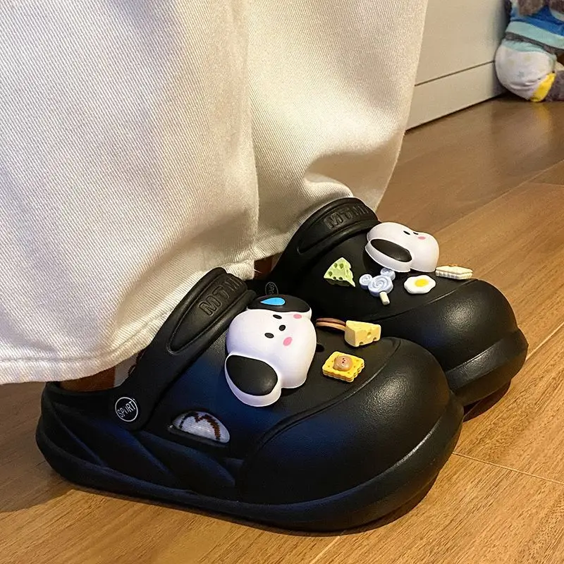 Cartoon Clogs for Women to Wear Outside, Versatile Thick-Soled Non-Slip Cold Sweat Removable Eva Cute Baotou Slippers for Dogs — feature 57