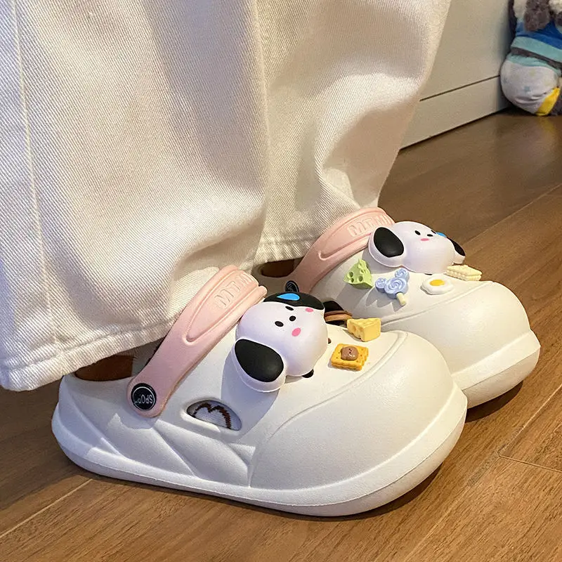 Cartoon Clogs for Women to Wear Outside, Versatile Thick-Soled Non-Slip Cold Sweat Removable Eva Cute Baotou Slippers for Dogs — feature 58